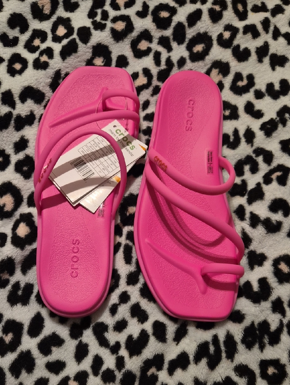 CROCS Hot Pink Strappy Slide Sandals